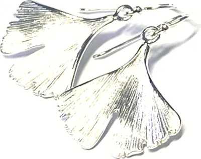 Produktbild von Ohrring Silber 925 Gingko Ohrhänger Pendelstecker matt