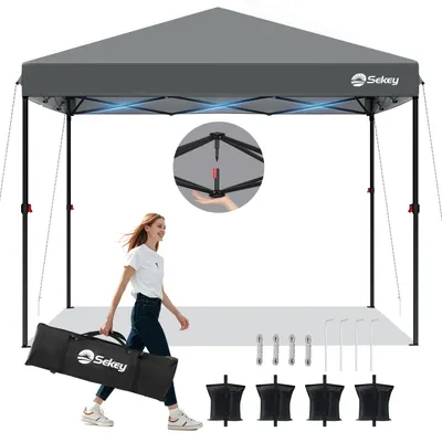 Produktbild von Sekey Faltpavillon 3x3 wasserdicht, Pop Up Pavillon mit 4 Sandsäcken, UV-Schutz 50+ Pavillons & Partyzelte Festzelt, Grau