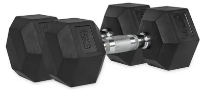 Immagine prodotto di Set di manubri da 2 x 15 kg - in ghisa nera - set di manubri per fitness