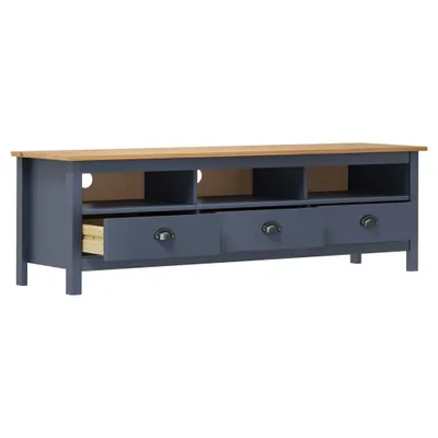 Image de Meuble TV Hill Range Gris 158x40x47 cm Bois de pin solide