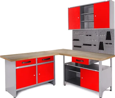 Produktbild von ONDIS24 Werkstatt Set Ecklösung Premium One rot
