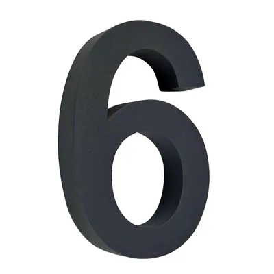 Produktbild von 3D Hausnummer 6 Edelstahl Wetterfest & Pflegeleicht Zahlen Hausnummernschild Rostfrei mit Montagematerial 20 cm Höhe Anthrazit Schwarz