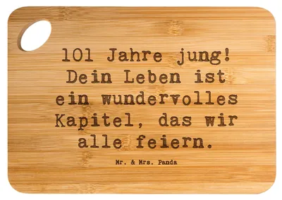 Produktbild von Mr. & Mrs. Panda Hackbrett Spruch 101. Geburtstag Feier - Transparent - Geschenk, Frühstücksbrettchen, Holzbrett, Happy Birthday, Weisheit, holzschneidebrett, 101, Brett