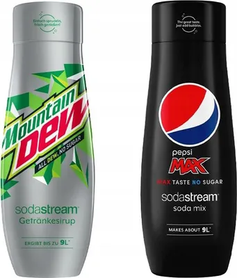 Zdjęcie produktu dla Syrop do napojów gazowanych SodaStream Mountain Dew Zero, Pepsi Max, 440 ml, 2 szt