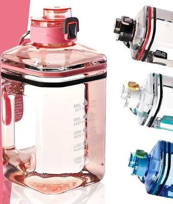 Produktbild von Famanu Wasserflasche 2,2 L mit Zeitmarkierungen - Rosa