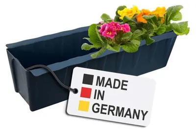 Image de BURI Bac à fleurs pour palettes Euro | 37,3cm Anthracite | Bac à plantes pour palette Euro | Bac pour balcon | Pot de fleurs | en plastique solide | Germany