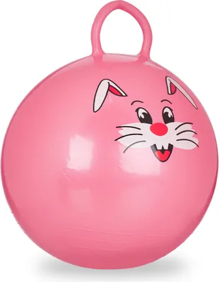 Produktbild von 10x Hüpfball Kinder, Hase, mit Griff, für Drinnen und Draußen, mit Tier-Motiv, Weich, 45 cm Durchmesser, Pink