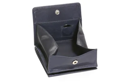 Produktbild von LEAS Wiener-Schachtel im Ausweis-Format mit großer Kleingeldschütte, Echt-Leder, dunkelblau Special Edition