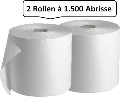 Produktbild von Putzrolle weiß, 2 Rollen, 2-lagig, 3.000 Abrisse, 340 x 350mm, saugstark, reißfest