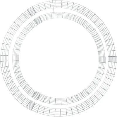 A top-down view of two concentric gabion rings, likely for a fire pit.
