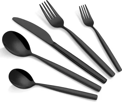 Produktbild von Famanu Besteckset 60-teilig - Schwarz, für 12 Personen