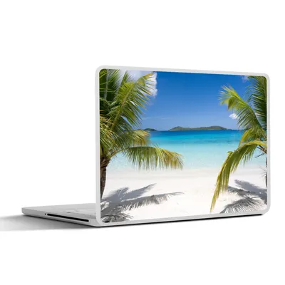Produktbild von MuchoWow® Laptop Aufkleber Sticker Cover Strand - Palmen - Tropisch 36.5x27.5 cm - Laptop-Sticker