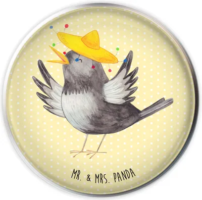 Produktbild von Mr. & Mrs. Panda Ablaufgarnitur Rabe Sombrero - Gelb Pastell - Geschenk, Abflussstöpsel, abfluss stöpsel, Vögel, Waschbecken Ablaufstopfen, Waschbecken-Stopfen, Stopfen