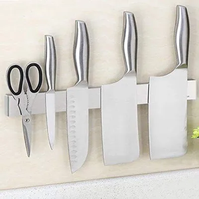Produktbild von Famanu Magnetischer Messerhalter aus Edelstahl 40 cm - Starke Magnetstreifen für Küchen- und Obstmesser