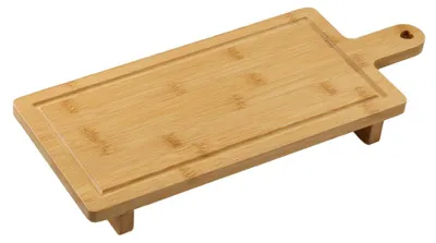 Bambus-Schneidebrett 44x18 cm mit Saftrille und Griff