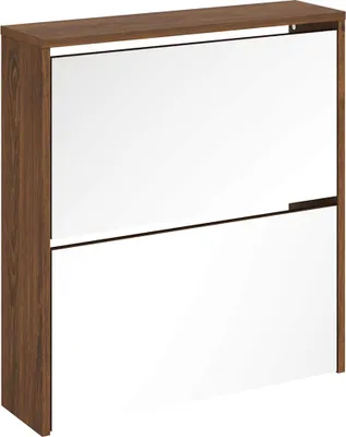 Produktbild von vidaXL Schuhschrank mit Spiegel 2 Fächer Braun Eichen-Optik 63x17x67cm