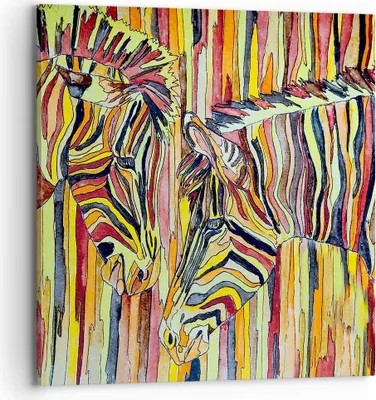 Produktbild von Bild auf Leinwand - Leinwandbild - Zebra Abstraktion - 70x70cm - Wand Bild - Wanddeko - Wandbilder - Leinwanddruck - Bilder - Kunstdruck - Wanddekoration - Leinwand bilder - Wandkunst - AC70x70-3499