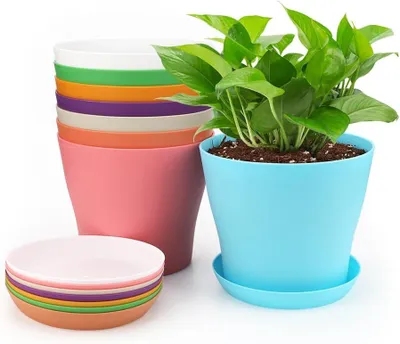 Obrázok produktu pre Kvetináče 10 cm, 8 farieb, s podložkou, pre vnútorné a vonkajšie použitie, pre záhradu a balkón