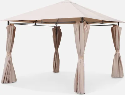 Produktbild von sweeek - Pavillon 3 x 3 m - Laube mit Vorhängen - Beige