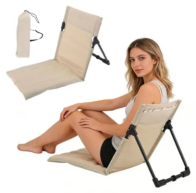 Klappbarer Strandstuhl mit Rückenlehne, Oxford-Stoff, Beige, 0,4 kg