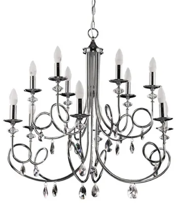 Produktbild von Casa Padrino Luxus Barock Kristall Kronleuchter Silber Ø 90 x H. 75 cm - Prunkvoller Wohnzimmer Kronleuchter im Barockstil - Edel & Prunkvoll