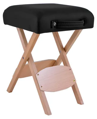 Klappbarer Holzhocker mit Polsterung, schwarz, 100 kg