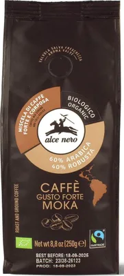KAWA MIELONA ARABICA/ROBUSTA STRONG FAIR TRADE BIO 250 g - ALCE NERO