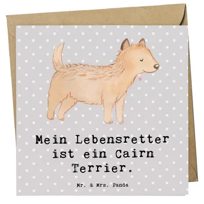 Produktbild von Mr. & Mrs. Panda doppelkarte Cairn Terrier Lebensretter - Grau Pastell - Geschenk, anlasskarte, faltkarte, Klappkarte, Glückwunschkarte, Grußkarte