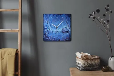 Produktbild von Coloray Hodiny Unikátní 30x30 cm  Tiché hodiny Pro obývací pokoj a kuchyň Nástěnné hodiny Plátno Bílé ručičky hodin - Zimní sněhová strom