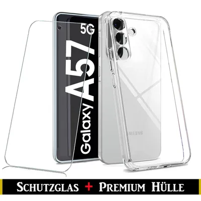 Produktbild von Für Samsung Galaxy A57 5G Silikon Transparent Hülle + Panzerglas Echt Glas Display Schutzglas
