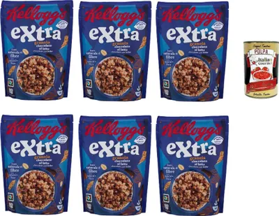 Produktbild von Extra Cioccolato al Latte, Knusprige Haferflocken 100% Vollkorn mit Milchschokolade, 6x 375 g + Italian Gourmet polpa 400g