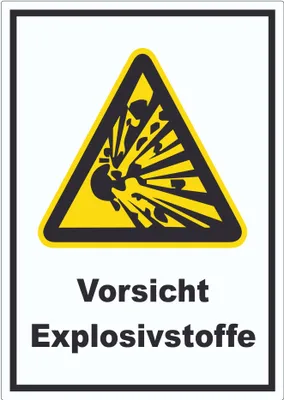 Produktbild von Vorsicht Explosivstoffe Aufkleber A4 (210x297mm)