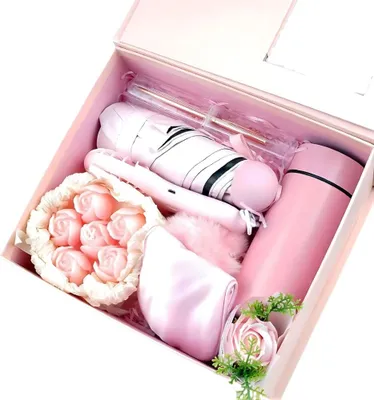 Produktbild von All-in-One Geschenkset für Frauen mit Duftkerze, Satinmaske, Stiftetasche, Regenschirm  - WOMGIFTPINK