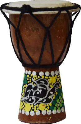Produktbild von Djembe Trommel Bongo Afrika Holz bemalt Drum Instrument Musik Rhythmus Percussion Dot Painting, 12 cm