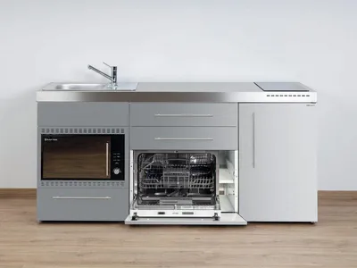 Produktbild von Stengel Miniküche MPGSMOS 180 KMG Edelstahl Kühlschrank und Geschirrspüler