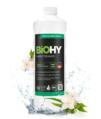 Produktbild von BiOHY Parkettreiniger + Dosierer, Holzbodenreiniger, Parkettpflege, Dielenreiniger, 1 l
