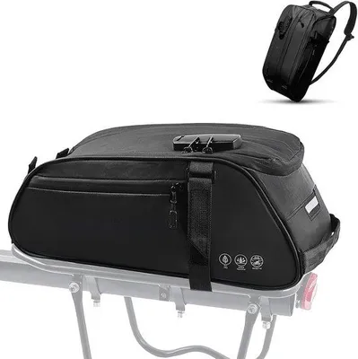 Produktbild von Rückentragetas mit 3-stelligem Ziffernschloss – Reflexionsfähige wasserdichte Fahrradtas für Fahrradträger - Fahrradkoffer mit mehreren Taschen - Fahrradrucksack mit Schultergurt