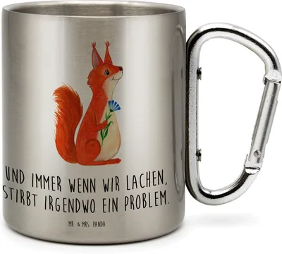 Produktbild von Mr. & Mrs. Panda Edelstahl-Isolierbecher Eichhörnchen Blume - Transparent - Geschenk, Teetasse, Thermobecher, Lustige Sprüche, Spaß, Edelstahl Trinkbecher, Motivation