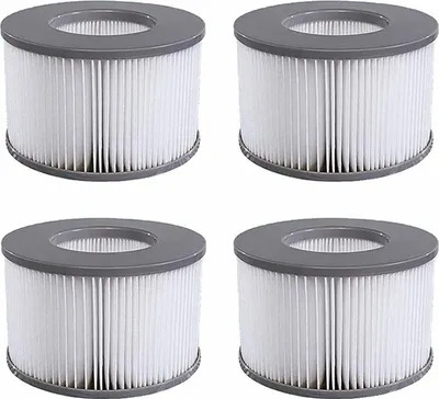 Four identical spa filters are arranged in a 2x2 grid on a white background.
