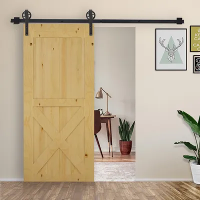 Produktbild von Schiebetür Gleitschienen-Bausatz Schwerlast, Scheunentür Laufschiene Schiebetürbeschlag, Kohlenstoffstahl, Schwarz | 200 cm | bis 90 kg