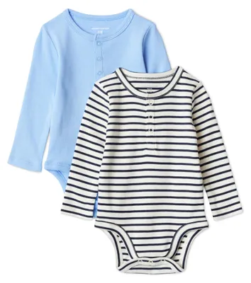 Zdjęcie produktu dla A. Body dziecięce unisex z długim rękawem, model Henley, zestaw 2 sztuk, kolor: chabrowy