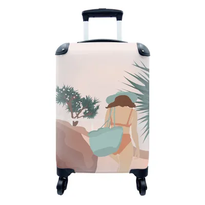 Produktbild von MuchoWow® Koffer Handgepäck Trolley Rollkoffer Kleine Reisekoffer mit 4 Rollen - Sommer - Frau - Strand - Cabin Size < 55x40x23 cm & 55x40x20 cm - Fotokoffer - Kabinenkoffer - Boardgepäck - Reise-Box - Reisekoffer - Reisegepäck - Koffer mit Bild - Trolley für Kinder
