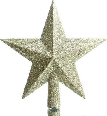 Produktbild von Bruchfeste Weihnachtsbaumspitze Stern Goldfarben mit Glitter Ø 19 cm - Kunststoff