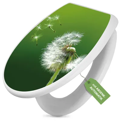 Produktbild von Toilettendeckel weiß mit Absenkautomatik und Motiv Pusteblume [TDW 10074]