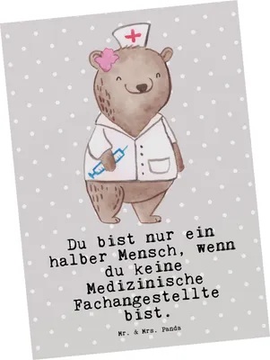 Produktbild von Mr. & Mrs. Panda Postkarte Medizinische Fachangestellte Herz - Grau Pastell - Geschenk, MFA, Witzig, Grußkarte, Spruch, Arztpraxis, Ansichtskarte, Fotokarte, Postkarten