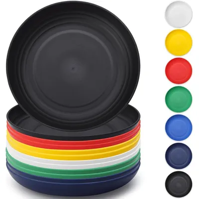 Produktbild von Plastik Teller Set 12-teilig 23cm Mehrweg Unzerbrechlich Mutil Farbe
