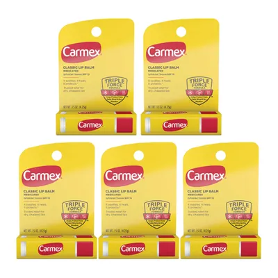 Obrázek produktu pro CARMEX – Balzám na rty – Výhodné balení 5 ks – SPF 15 – Na popraskané rty