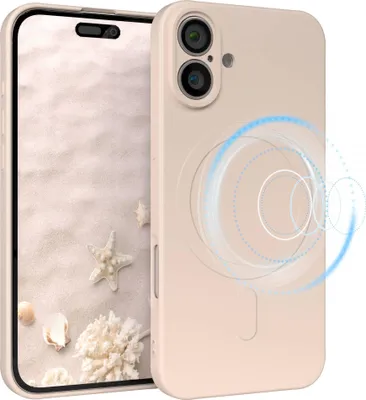 Produktbild von EAZY CASE - Silikonhülle magnetisch für Apple iPhone 16 Plus, Hülle Silikon, weich stoßfeste Magnet Handyhülle, Schutzhülle mit Kameraschutz, TPU Bumper in Natur