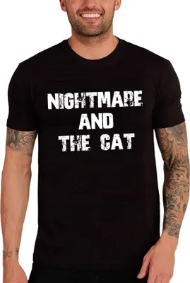 Produktbild von Herren Grafik T-Shirt Nightmare und die Katze – Nightmare And The Cat – Öko-Verantwortlich Vintage Jahrgang Kurzarm Lustige Druck Geburtstag Geschenk