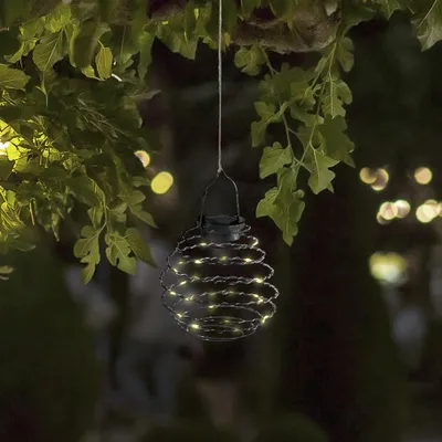 Produktbild von Solar Laterne Spiral LED Gartenlampe Metall Hängeleuchte Outdoor